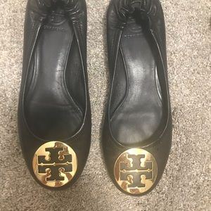Tory Burch “Minnie” Black Flats Size 9
